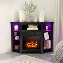 Load image into Gallery viewer, Fireplace Corner TV Stand with LED Lights and Smart APP Control for 50 Inches TV-Black
