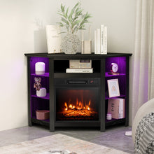 Load image into Gallery viewer, Fireplace Corner TV Stand with LED Lights and Smart APP Control for 50 Inches TV-Black
