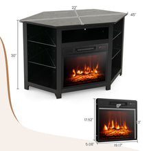 Load image into Gallery viewer, Fireplace Corner TV Stand with LED Lights and Smart APP Control for 50 Inches TV-Black
