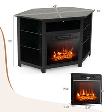 Load image into Gallery viewer, Fireplace Corner TV Stand with LED Lights and Smart APP Control for 50 Inches TV-Black
