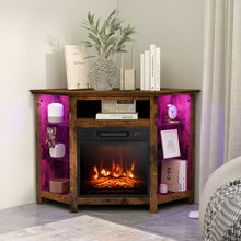 Load image into Gallery viewer, Fireplace Corner TV Stand with LED Lights and Smart APP Control for 50 Inches TV-Rustic Brown
