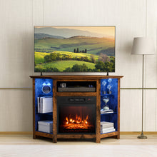 Load image into Gallery viewer, Fireplace Corner TV Stand with LED Lights and Smart APP Control for 50 Inches TV-Rustic Brown
