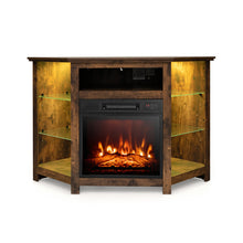 Load image into Gallery viewer, Fireplace Corner TV Stand with LED Lights and Smart APP Control for 50 Inches TV-Rustic Brown
