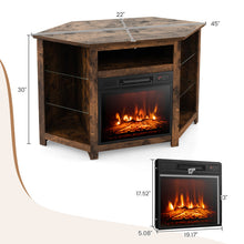 Load image into Gallery viewer, Fireplace Corner TV Stand with LED Lights and Smart APP Control for 50 Inches TV-Rustic Brown
