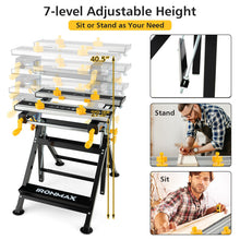 Load image into Gallery viewer, Folding Work Table with Tiltable Platform and 7-level Adjustable Height-Black
