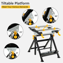 Load image into Gallery viewer, Folding Work Table with Tiltable Platform and 7-level Adjustable Height-Black
