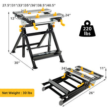 Load image into Gallery viewer, Folding Work Table with Tiltable Platform and 7-level Adjustable Height-Black
