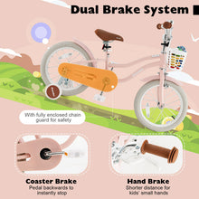 Load image into Gallery viewer, 16 Inch Kids Bike with Front Handbrake and 2 Training Wheels-Pink

