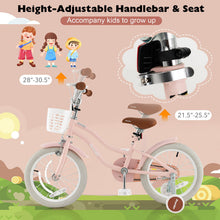 Load image into Gallery viewer, 16 Inch Kids Bike with Front Handbrake and 2 Training Wheels-Pink
