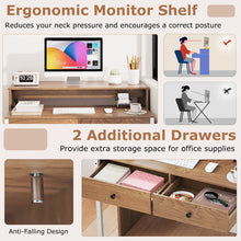 Load image into Gallery viewer, Extendable Computer Desk with Pull Out Secondary Desk-Natural
