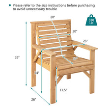 Load image into Gallery viewer, Outdoor Solid Fir Wood Chair with Inclined Backrest
