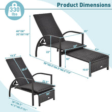 Load image into Gallery viewer, Patio Chaise Lounge Outdoor Rattan Lounge Chair with Retractable Ottoman
