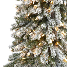 Load image into Gallery viewer, 7&#39; Flocked Gr&amp; Alpine Artificial Christmas Tree w/ 400 Clear Lights
