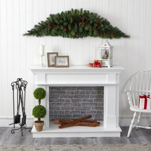 Load image into Gallery viewer, 6&#39; Artificial Christmas Swag with 50 LED Lights, Berries and Pine Cones
