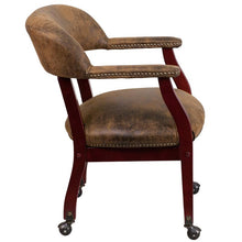 Load image into Gallery viewer, Bomber Jacket Brown Luxurious Conference Chair with Accent Nail Trim and Casters
