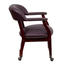Load image into Gallery viewer, Burgundy LeatherSoft Conference Chair with Accent Nail Trim and Casters

