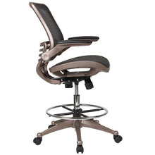 Load image into Gallery viewer, Mid-Back Black Mesh Drafting Chair with Melrose Gold Frame and Flip-Up Arms
