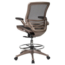 Load image into Gallery viewer, Mid-Back Black Mesh Drafting Chair with Melrose Gold Frame and Flip-Up Arms
