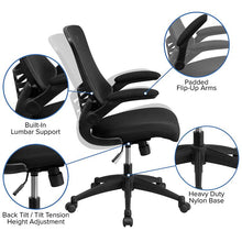 Load image into Gallery viewer, Mid-Back Black Mesh Swivel Ergonomic Task Office Chair with Flip-Up Arms
