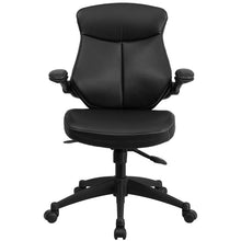 Load image into Gallery viewer, Mid-Back Black Executive Swivel Office Chair Angle Adjustment and Flip-Up Arms
