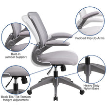 Load image into Gallery viewer, Mid-Back Gray Mesh Swivel Task Office Chair with Gray Frame and Flip-Up Arms
