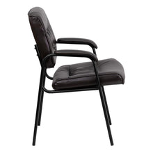 Load image into Gallery viewer, Brown LeatherSoft Executive Side Reception Chair with Black Metal Frame
