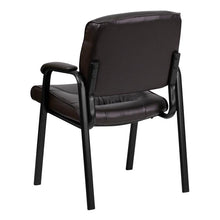 Load image into Gallery viewer, Brown LeatherSoft Executive Side Reception Chair with Black Metal Frame
