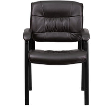 Load image into Gallery viewer, Brown LeatherSoft Executive Side Reception Chair with Black Metal Frame
