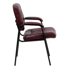 Load image into Gallery viewer, Burgundy LeatherSoft Executive Side Reception Chair with Black Metal Frame
