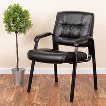 Load image into Gallery viewer, Black LeatherSoft Executive Side Reception Chair with Black Metal Frame
