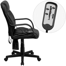 Load image into Gallery viewer, Mid-Back Ergonomic Massaging Black Executive Swivel Office Chair with Arms
