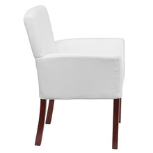 Load image into Gallery viewer, White LeatherSoft Executive Side Reception Chair with Mahogany Legs
