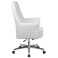 Load image into Gallery viewer, Mid-Back White LeatherSoft Executive Swivel Office Chair with Arms

