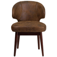 Load image into Gallery viewer, Comfort Back Bomber Jacket Microfiber Side Reception Chair with Walnut Legs
