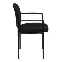 Load image into Gallery viewer, Comfort Black Fabric Stackable Steel Side Reception Chair with Arms
