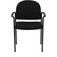 Load image into Gallery viewer, Comfort Black Fabric Stackable Steel Side Reception Chair with Arms
