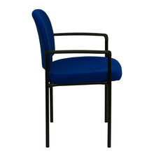Load image into Gallery viewer, Comfort Navy Fabric Stackable Steel Side Reception Chair with Arms
