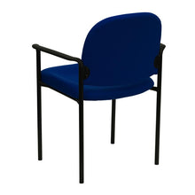 Load image into Gallery viewer, Comfort Navy Fabric Stackable Steel Side Reception Chair with Arms
