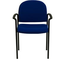 Load image into Gallery viewer, Comfort Navy Fabric Stackable Steel Side Reception Chair with Arms
