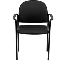 Load image into Gallery viewer, Comfort Black Vinyl Stackable Steel Side Reception Chair with Arms

