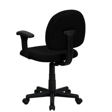 Load image into Gallery viewer, Mid-Back Black Fabric Swivel Task Office Chair with Adjustable Arms
