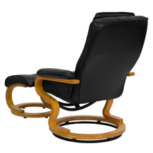 Load image into Gallery viewer, Adjustable Recliner and Ottoman with Swivel Maple Wood Base in Black LeatherSoft

