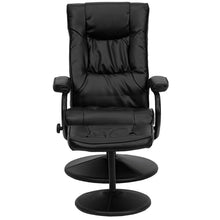 Load image into Gallery viewer, Recliner and Ottoman with Wrapped Base in Black LeatherSoft
