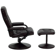 Load image into Gallery viewer, Recliner and Ottoman with Wrapped Base in Brown LeatherSoft
