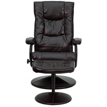 Load image into Gallery viewer, Recliner and Ottoman with Wrapped Base in Brown LeatherSoft
