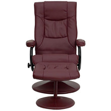 Load image into Gallery viewer, Recliner and Ottoman with Wrapped Base in Burgundy LeatherSoft
