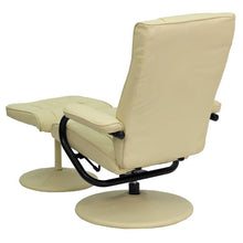 Load image into Gallery viewer, Recliner and Ottoman with Wrapped Base in Cream LeatherSoft
