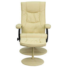 Load image into Gallery viewer, Recliner and Ottoman with Wrapped Base in Cream LeatherSoft
