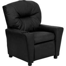 Load image into Gallery viewer, Contemporary Black LeatherSoft Kids Recliner with Cup Holder
