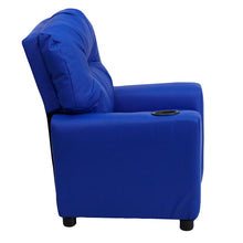 Load image into Gallery viewer, Contemporary Blue Vinyl Kids Recliner with Cup Holder
